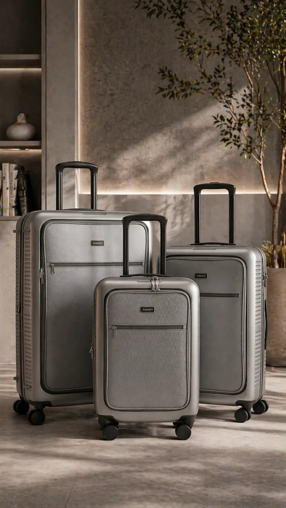 Premium Summit PP Hard Shell Luggage Set – Cabin with Laptop Compartment – 3 Piece (20″/24″/28″) Suitcase