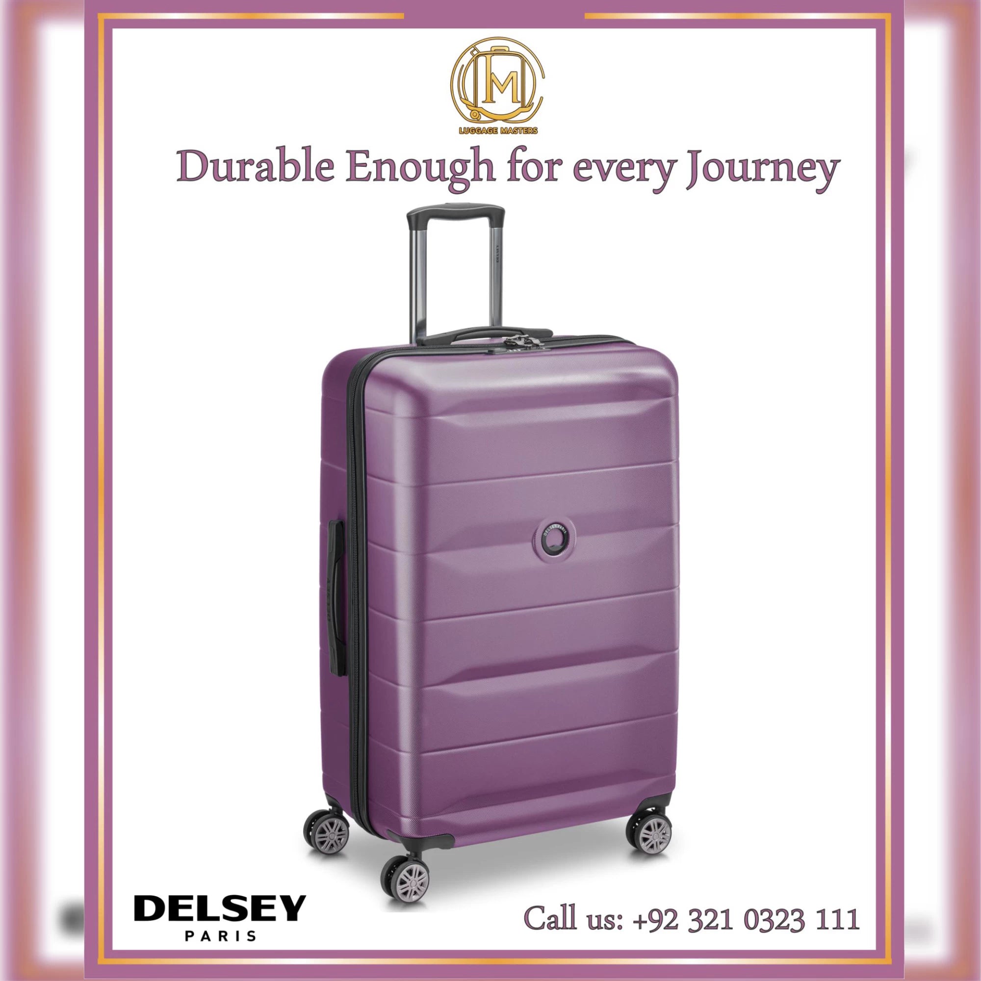 Premium DELSEY Comete Plus Purple Hard Shell Luggage – 20″/24″/28″ Suitcase
