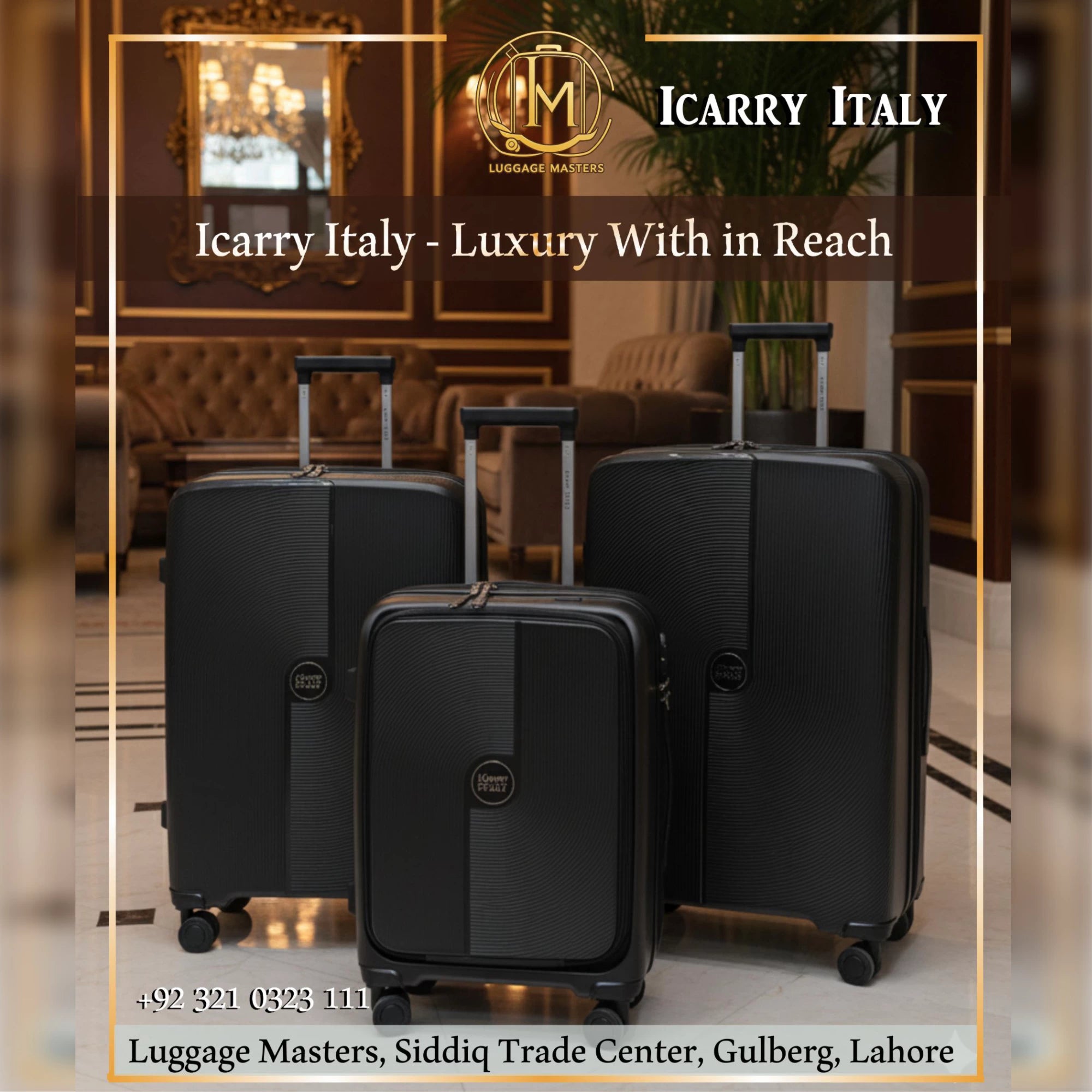 ICarry Italy 4-Wheel Hard-shell Luggage with Front Laptop Compartment