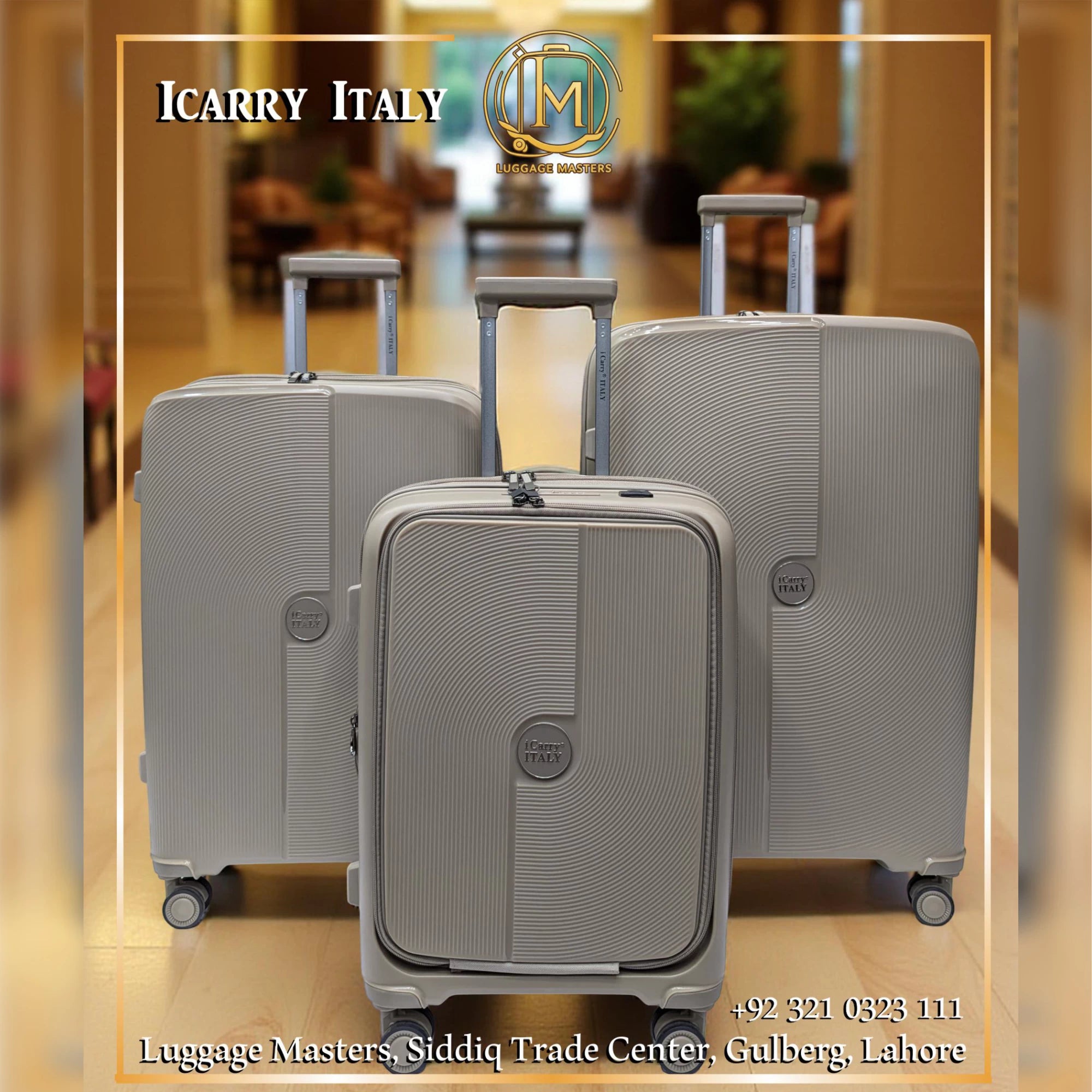 ICarry Italy 4-Wheel Hard-shell Luggage with Front Laptop Compartment